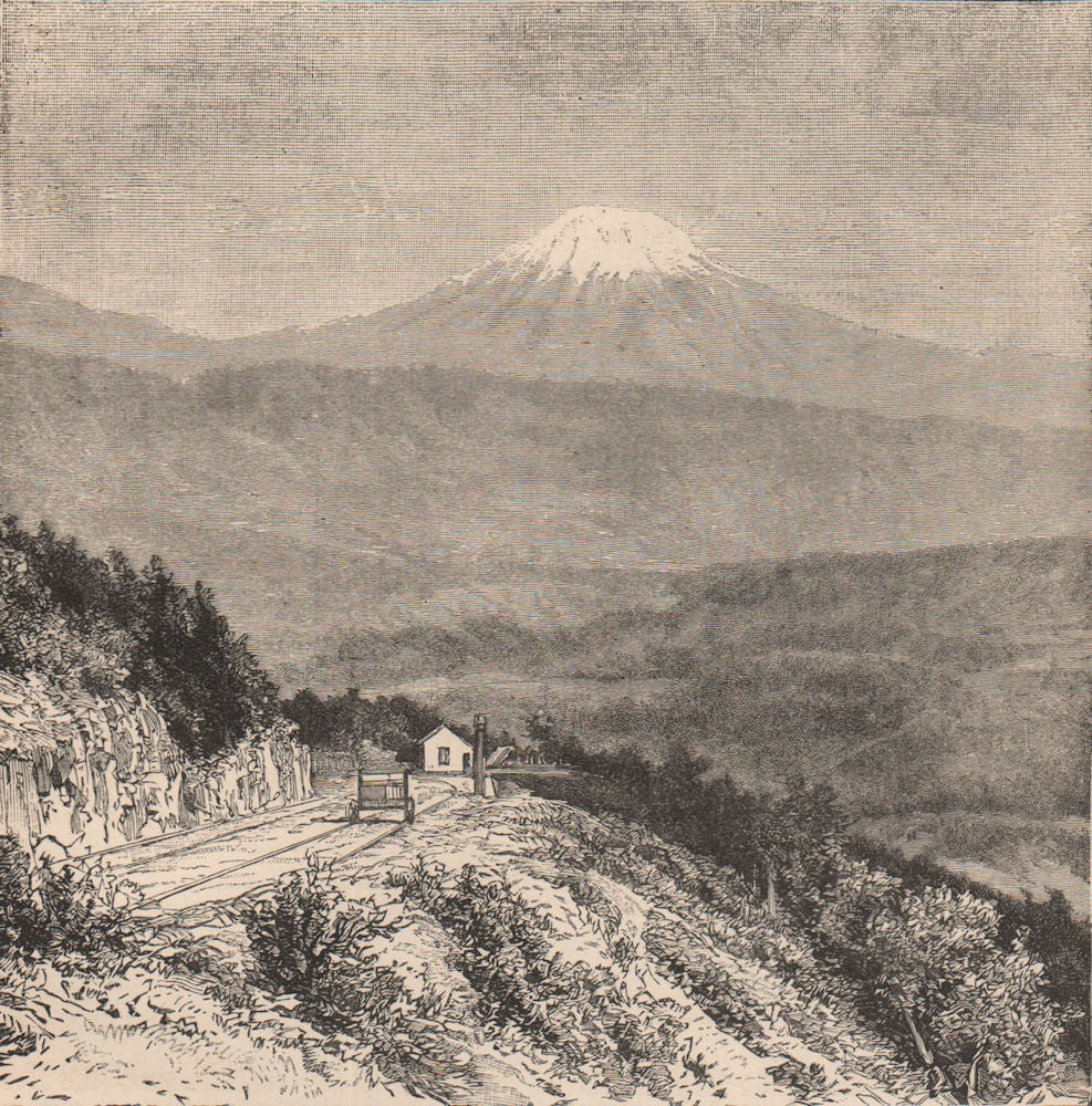 Pico de Orizaba (Citlaltépetl) - View from near Orizaba. Mexico 1885 old print